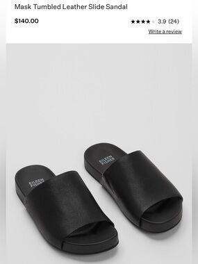 Eileen Fisher Black Leather Slide Sandals